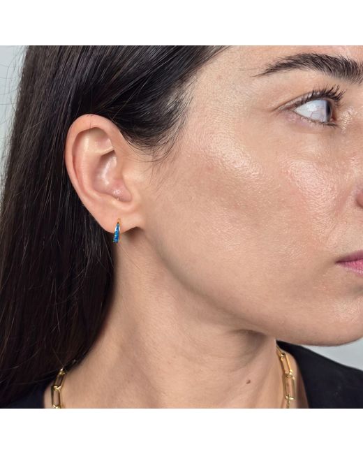 Harfi Blue Deep Opal Tapered Plated Huggie Hoop Earrings