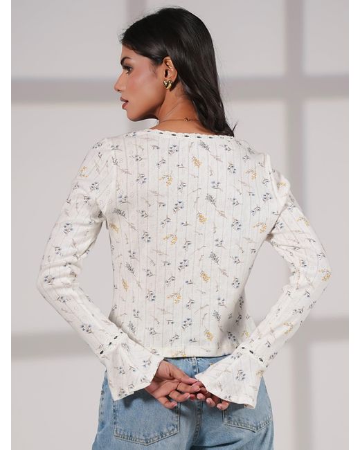Rose & Nancy White Ella Jersey Square Neck Top