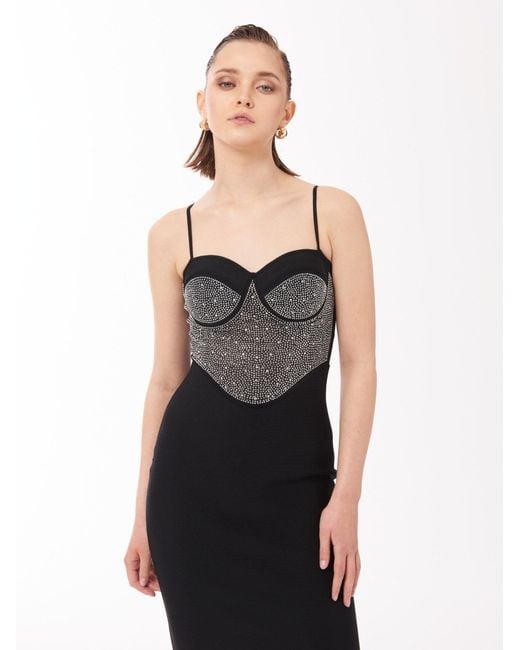 Sour Figs Black Embellished Bandage Mini Dress