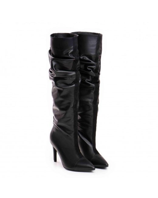 The 5Th Element Black Dune Ruched High-Heel Boots