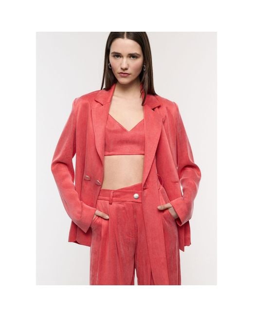 Mirimalist Red Loose Coral Maxi Pants