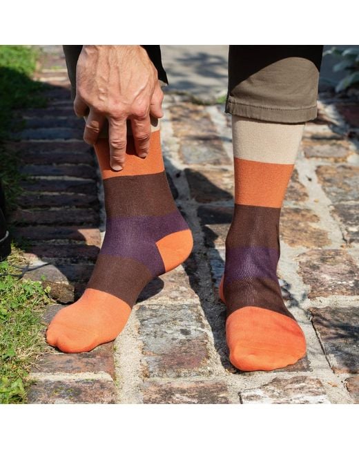 Peper Harow - Made in England Multicolor Block Stripe Socks Bundle for men