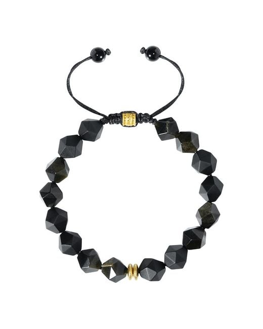AWNL Black Onyx & Golden Obsidian Macrame Bracelet for men
