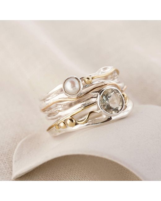 Isla Silver White Pearl & Amethyst Ring