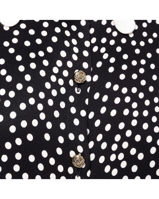 Nissa Black Printed Polka-Dots Viscose Shirt