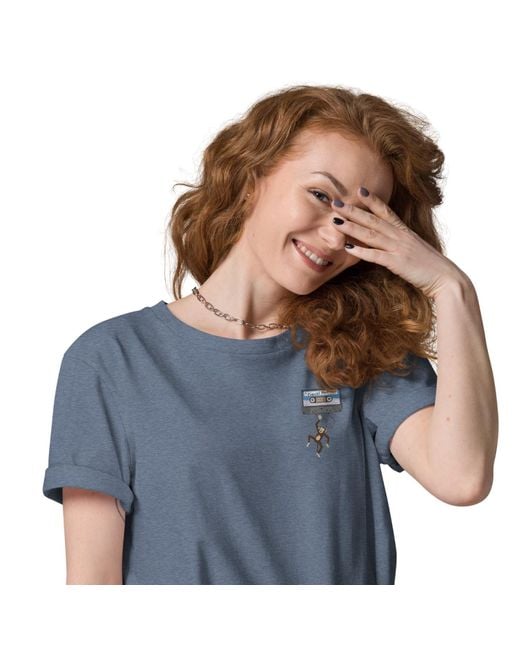 Anchor and Crew Blue Heather Cassette Monkey Organic Cotton Embroidered T-Shirt