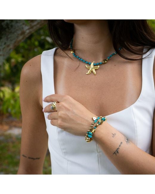 Ebru Jewelry Blue Ocean Spirit Starfish & Choker Necklace