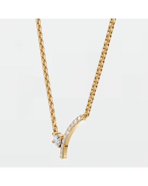 Aya Fine Jewelry Metallic Round Cut Minimalist Curved Lab Diamond Necklace