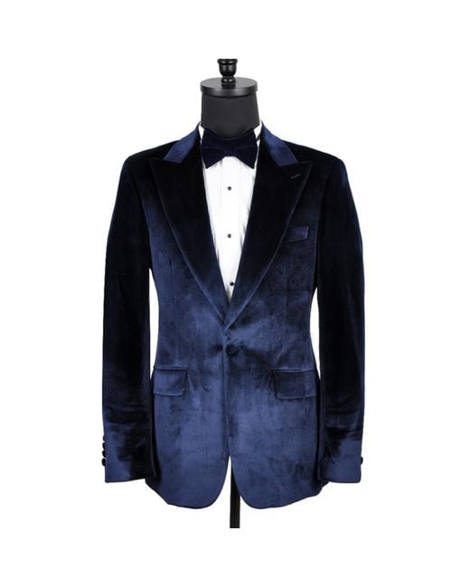 DAVID WEJ Blue Maison Velvet Blazer – for men