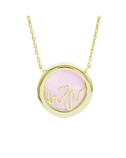 BLOOMTINE | Earth Angel HQ Pink Loves Frequency 18K Solid Natural Diamond & Opal Heartbeat Necklace
