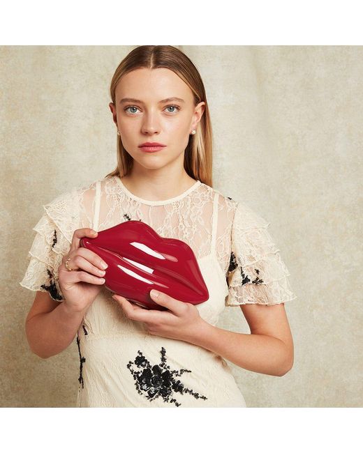 Lulu Guinness Red Lulu Lips Medium Clutch Bag