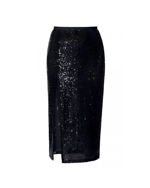 AGGI by HALEWSKI Black Zuza Sparkle Sequin Midi Skirt