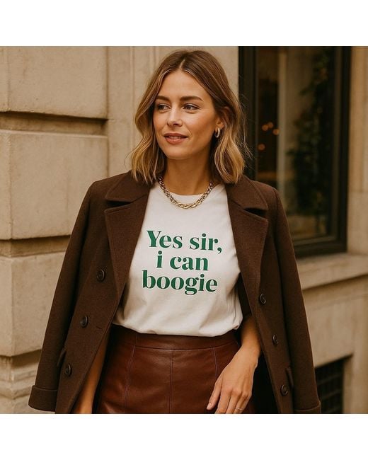 Fanclub White Yes Sir I Can Boogie Oversized Retro Slogan T-Shirt