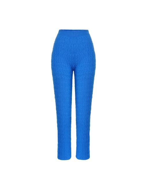 Ccy Currency Blue Mohair Zigzag Knitted Pants