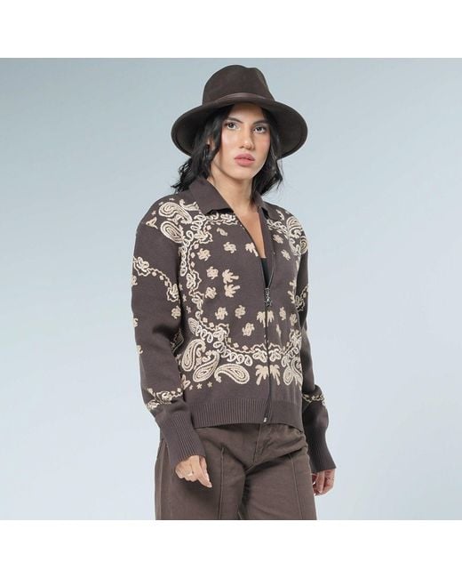 LOVEIST STORE Brown Caprica Zipper Knitting Cardigan