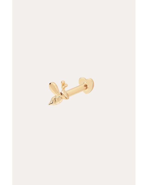 Vanhi Metallic 14K Solid Bumble Bee Flat Back Stud Right Facing