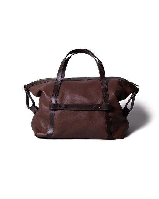 Harber London Black Leather Overnight Bag for men