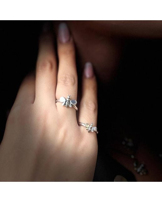 Unaloe Metallic Sterling Bee Ring – Nature-Inspired And Adjustable