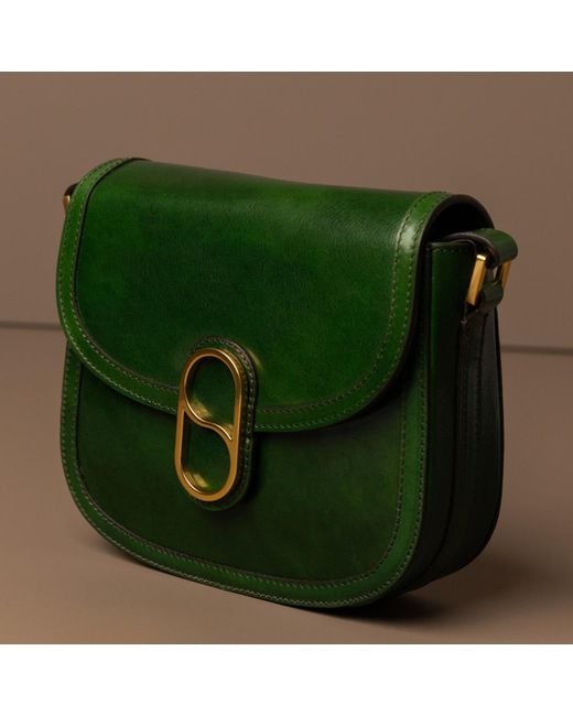 Time Resistance Green Leather Saddle Bag