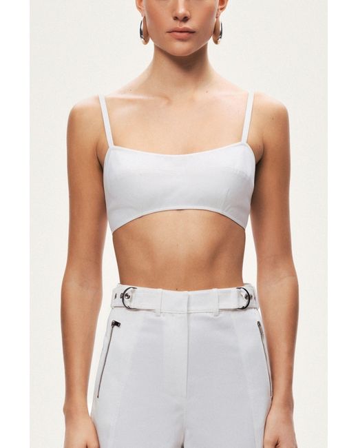 Nocturne White Structured Spaghetti Strap Top
