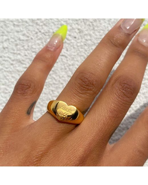 Hoops + Chains LDN Yellow Fuck Off Heart Ring