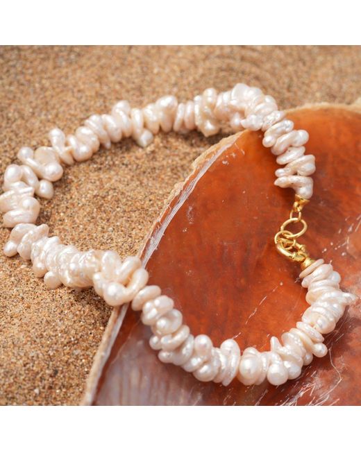 LINYA JEWELLERY Metallic Marley Big Pearl Necklace