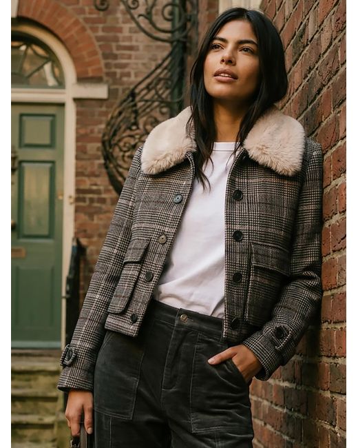 Nooki Design Gray Gisele Wool Check Coat