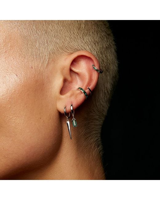 Scream Pretty Green Baguette Charm Hoop Earrings