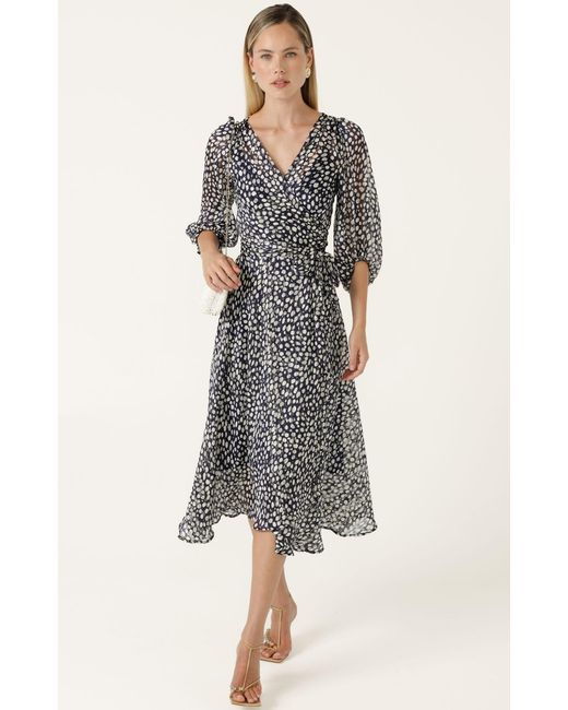 SACHA DRAKE Gray Cloudland Wrap Dress