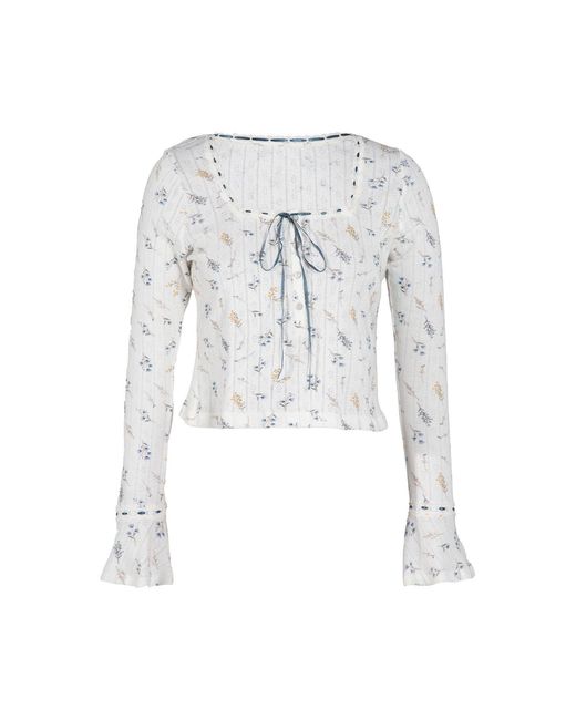 Rose & Nancy White Ella Jersey Square Neck Top