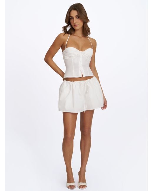 Miss Circle New York White Waverly Cotton Poplin Button-Front Sweetheart Halter Top