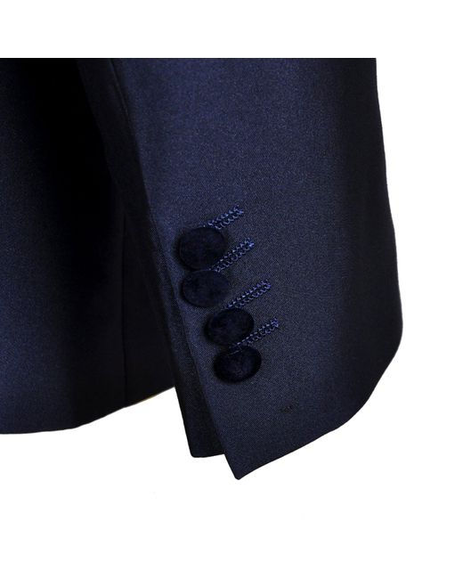 DAVID WEJ Blue Signature Three Pieces Satin Peak Lapel Tuxedo for men