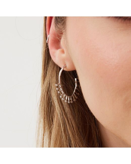 Spero London Metallic Sterling Crown Natural Textured Molten Large Hoop Earring