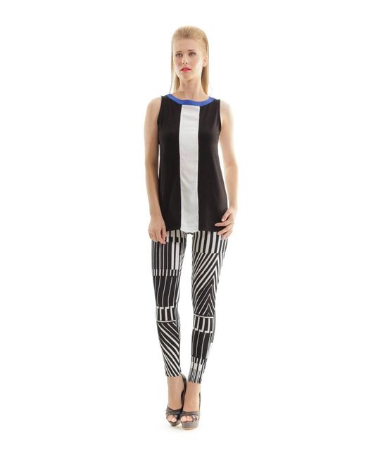Conquista Black Sleeveless Block Colour Top