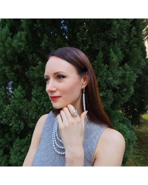 Farra Metallic Baroque Pearls With Band Adjustable Ring