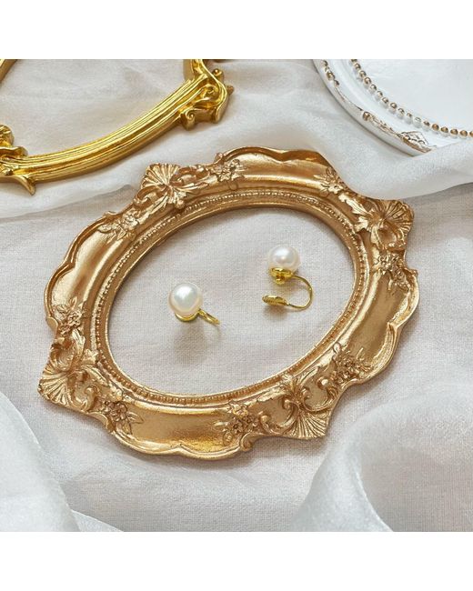 Ninemoo Metallic Lunar Pearl Clips Earrings