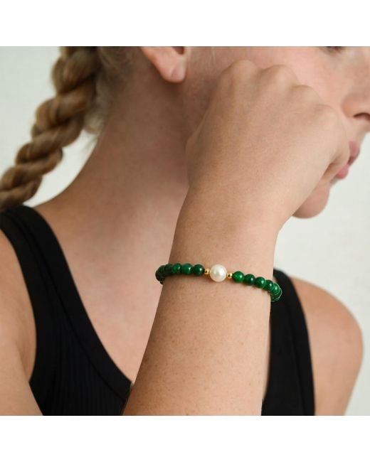 seree Green Clara Pearl And Chalcedony Beaded Bracelet