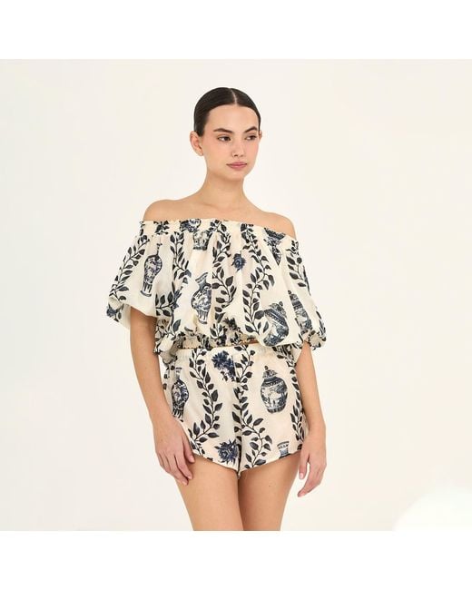 Aguaclara White Dynastie Crop Top Blouse