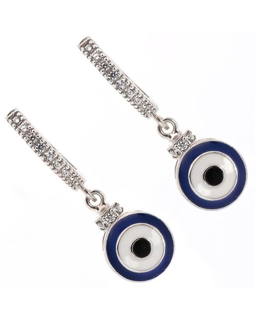 Ebru Jewelry Blue Evil Eye Sterling Silver Earrings