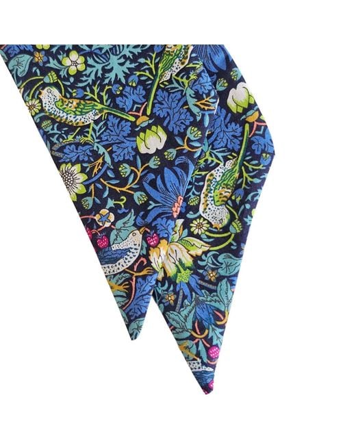 Lime Tree Design Blue Skinny Scarf Strawberry Thief Morris Collection