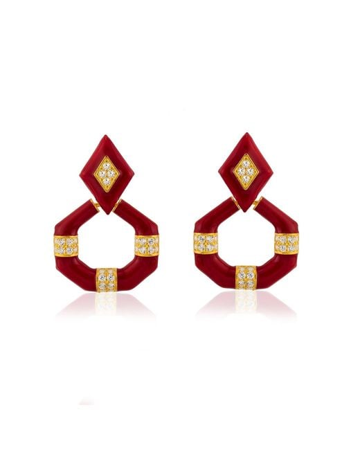 Milou Jewelry Red Geometric Drop Earrings