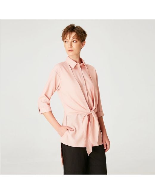 Smart and Joy Pink Long Shirt With Knotted Panels