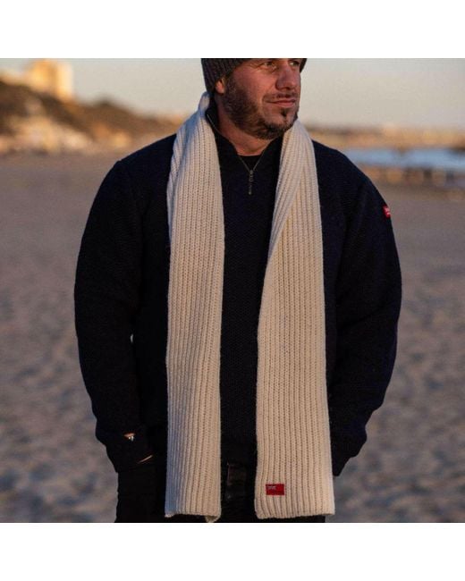Arthur Beale White Pure British Wool Scarf for men