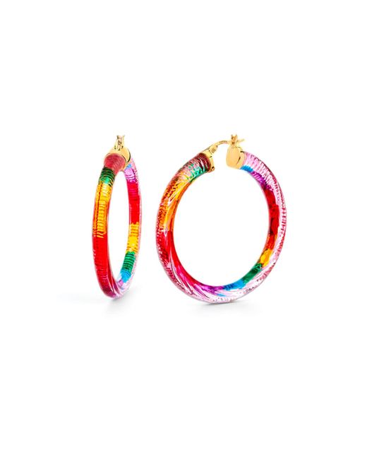 Gold & Honey Pink Painted Instyle Lucite Hoop Earrings