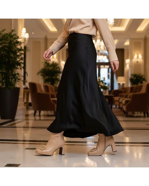 Beautiisoles by Robyn Shreiber Made in Italy Brown Neutrals Scarlet Leather Bootie With Rhinestones Comfortable & Dressy For Evening