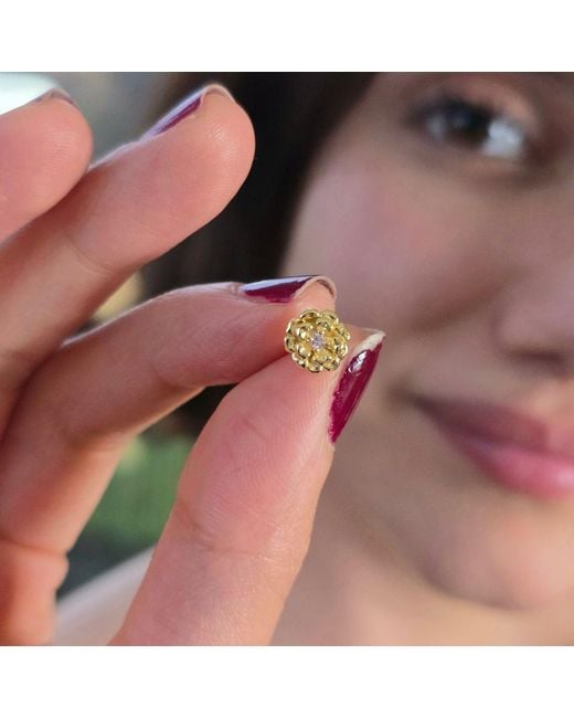 Harfi Metallic Toumaline October Birthstone Marigold Birthflower Plated Stud Earrings