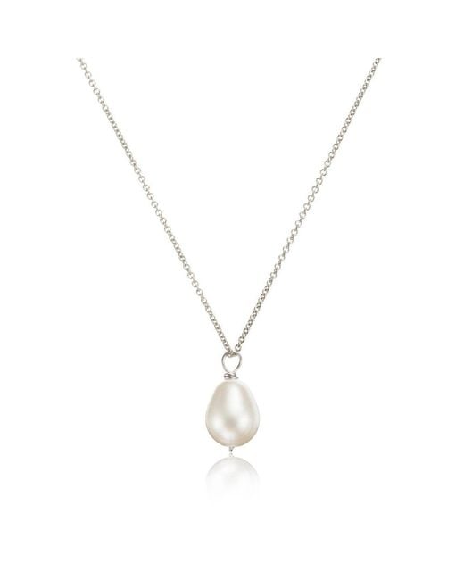 Lily & Roo Metallic Sterling Large Single Pearl Necklace