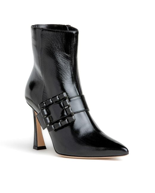 Beautiisoles by Robyn Shreiber Made in Italy Black Tammi Patent Leather Comfortable Ankle Bootie Valentine Evening Party