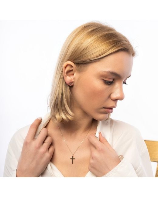 Spero London Metallic 9Ct Solid Cross Earrings