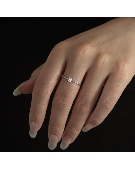 Diamonbliss White Marilyn Monroe Solo Baguette Petite Dainty Solitaire Ring
